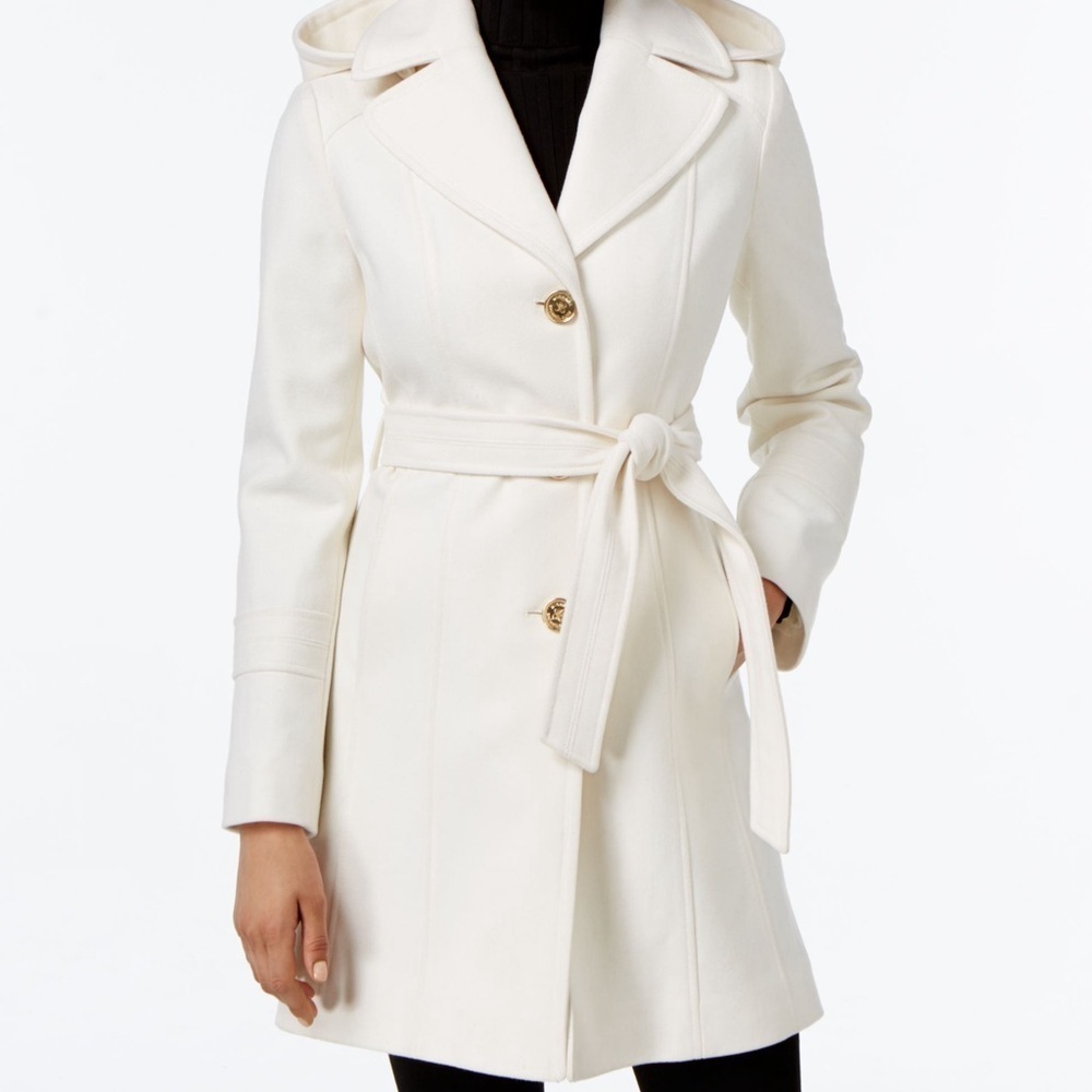 Michael Kors Hooded Belted Walker Coat - Picture 2 of 13